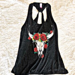 Skull and floral tank